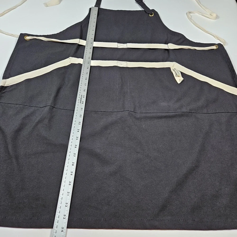 Le Creuset Chef's Apron Black Canvas Adult Cooking Kitchen Excellent Condition
